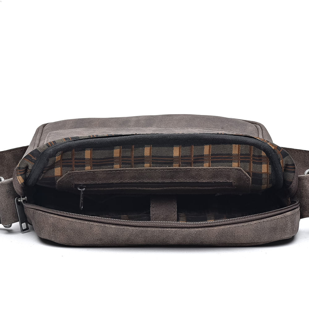 Bolsa Masculina Transversal Fascar Marrom Em Couro