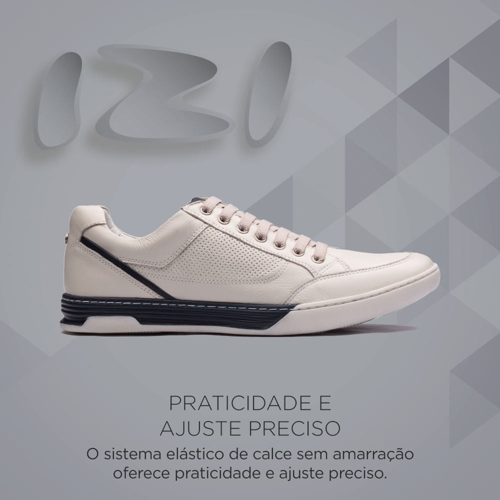 Sapatênis Masculino Casual Fascar Izi Branco Em Couro