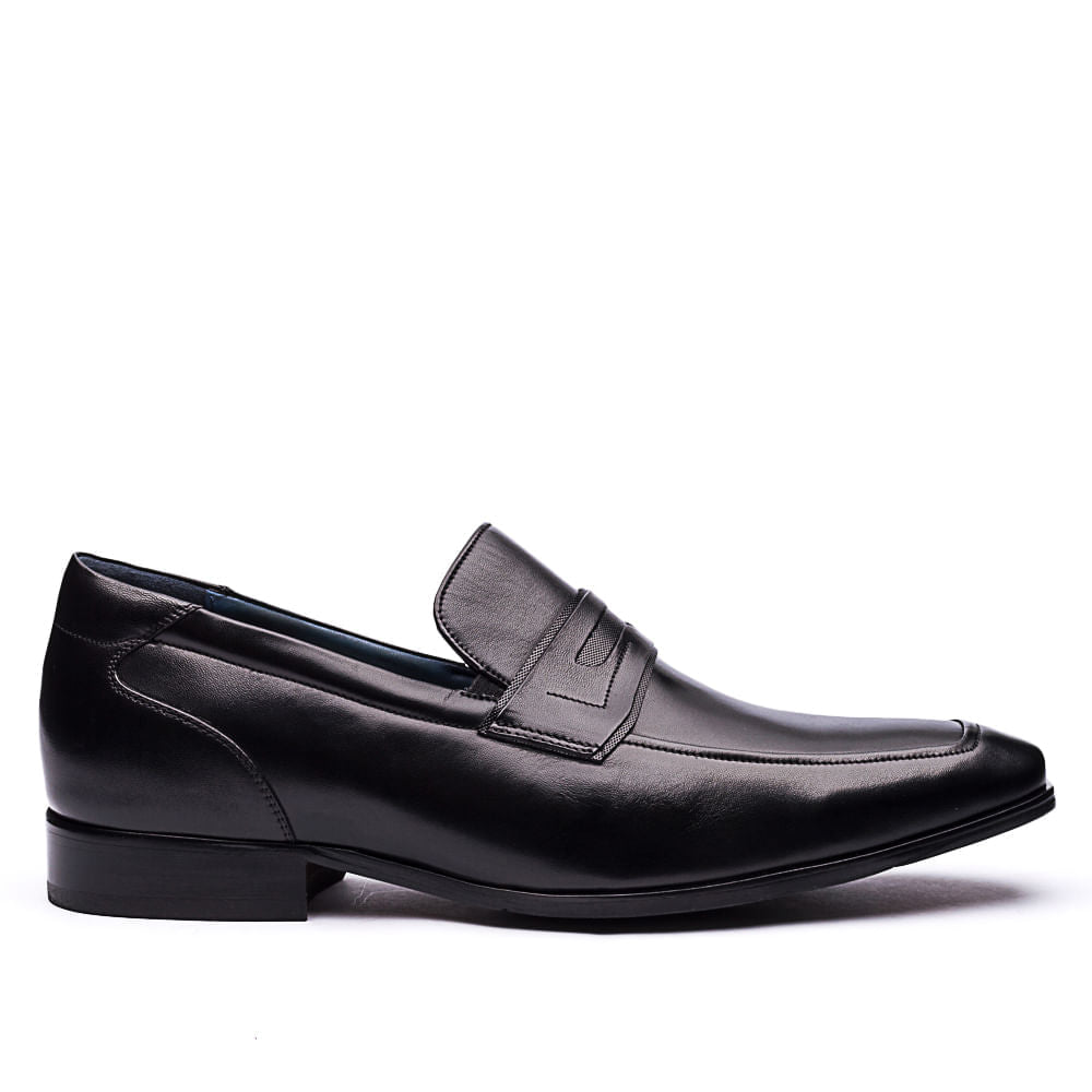 Mocassim Masculino Social Fascar Airtech Penny Loafer Preto Em Couro