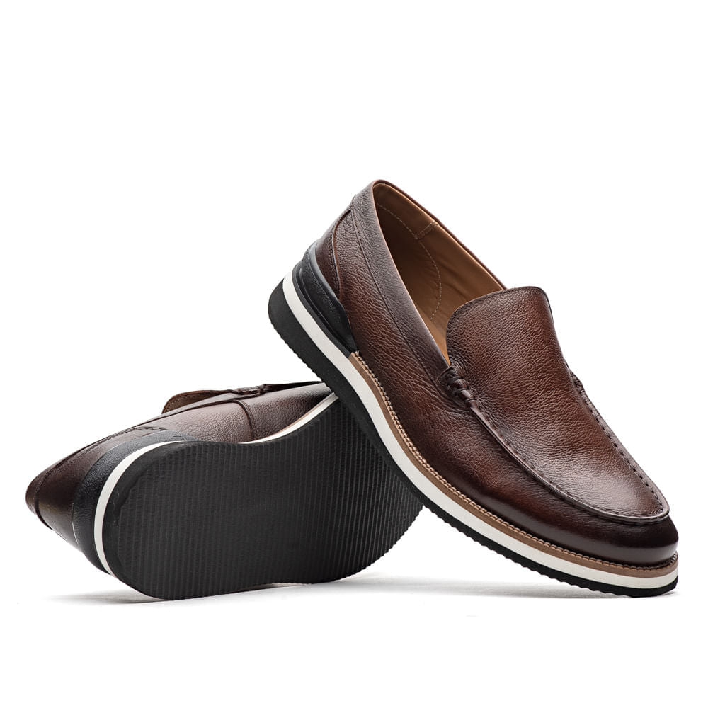 Mocassim Masculino Casual Fascar Lite Marrom Em Couro