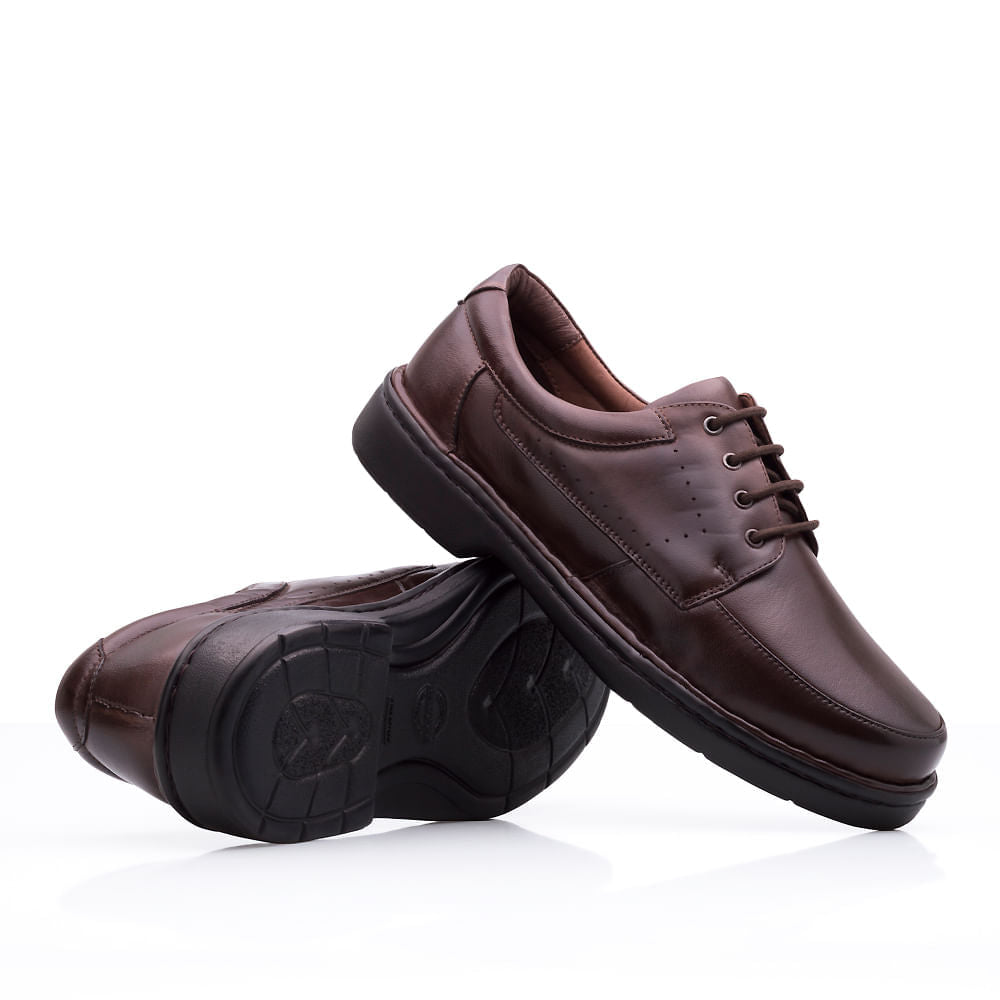 Sapato Masculino Social Fascar Lite Derby Marrom Em Couro