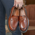 Mocassim Masculino Social Fascar LITE Penny Loafer Marrom em Couro
