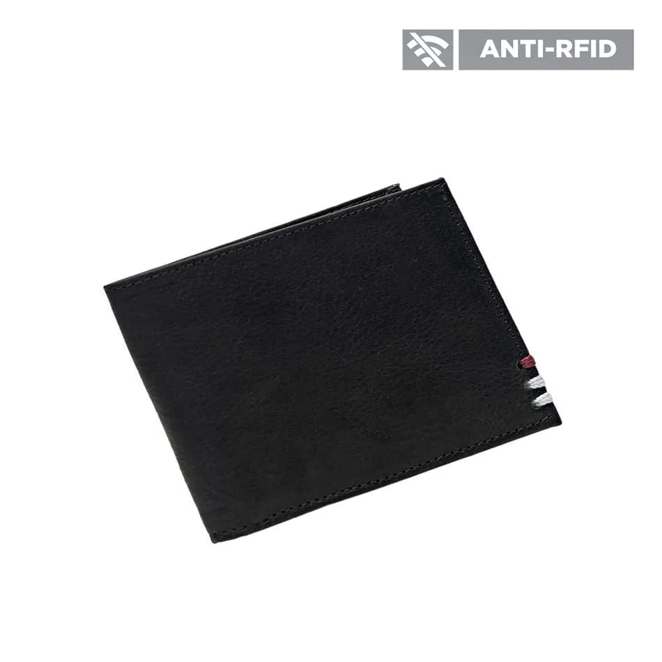 Carteira Masculina Fascar Preta Em Couro Com Proteção Rfid