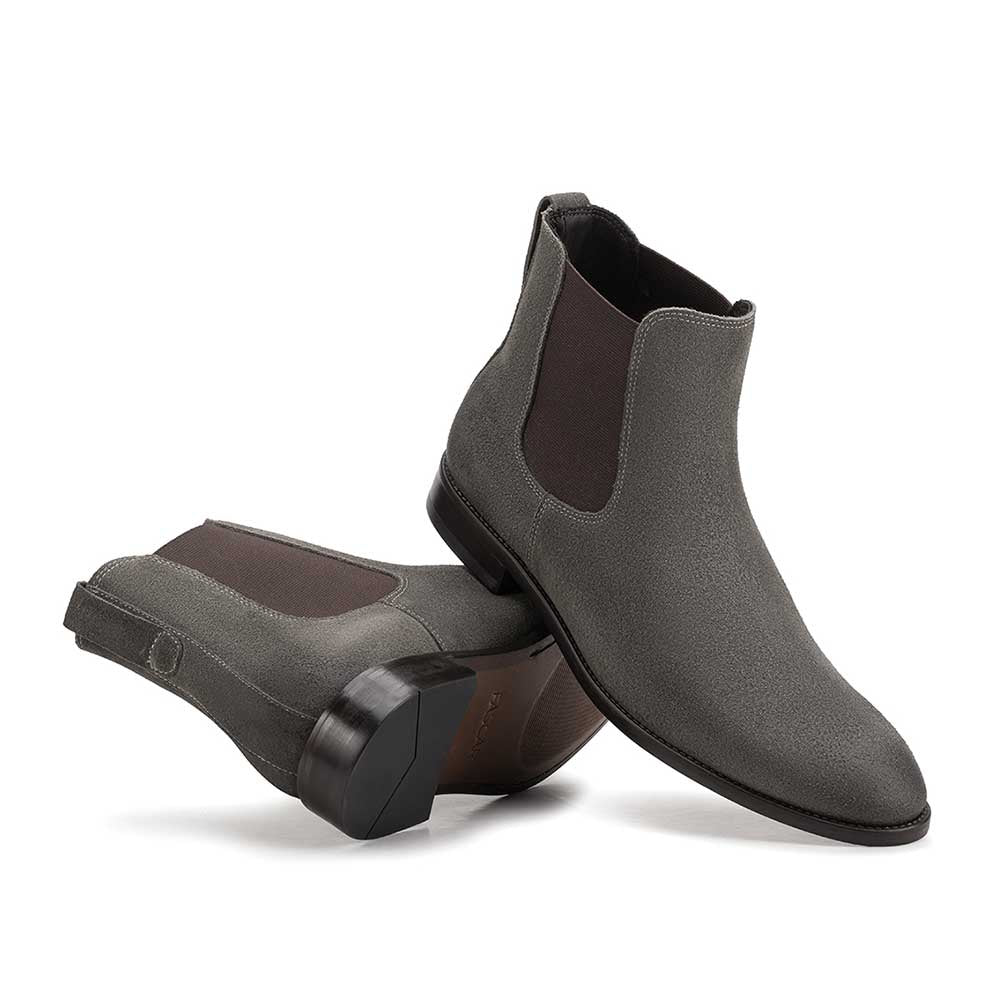 Bota Masculina Casual Fascar Chelsea Cinza Grafite em Couro