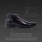 Bota Masculina Social Fascar Airtech Preta Em Couro