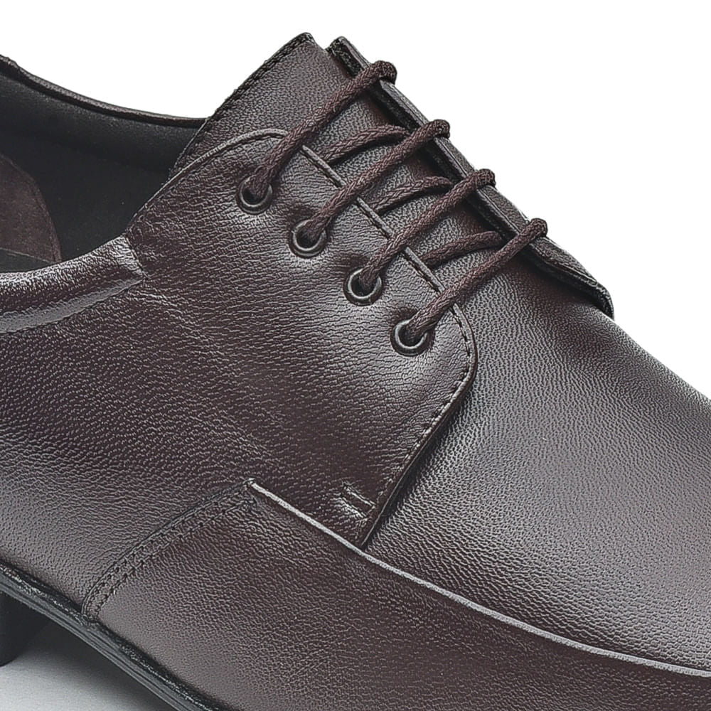 Sapato Masculino Social Fascar Derby Marrom Em Couro