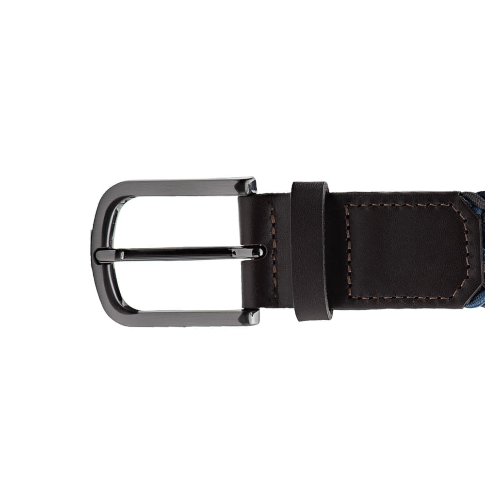 Cinto Masculino Casual Fascar Azul- Marinho em Lona Flexível e Couro