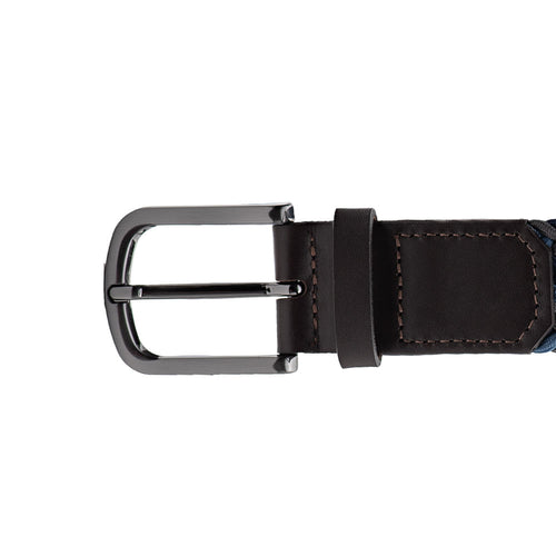Cinto Masculino Casual Fascar Azul- Marinho em Lona Flexível e Couro