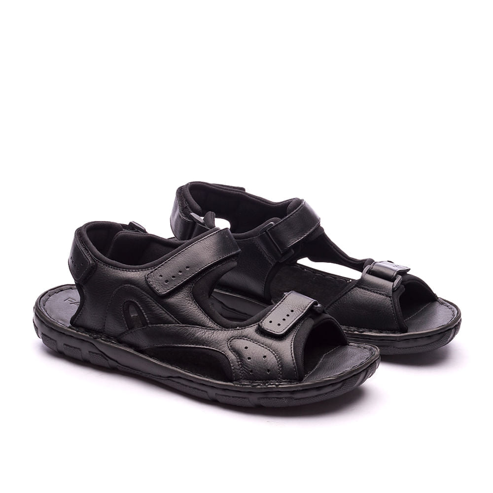 Sandália Masculina Fascar Preta Em Couro