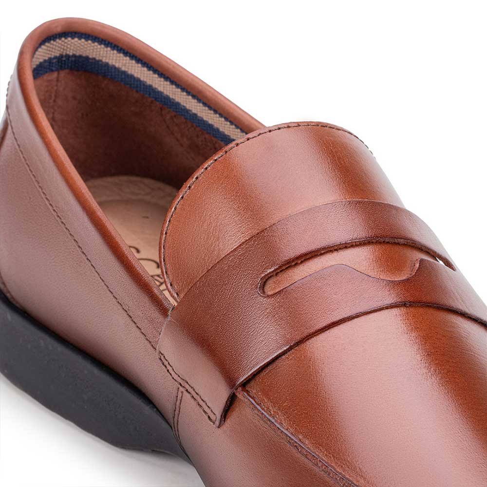 Mocassim Masculino Casual Fascar Viseu Penny Loafer Marrom Em Couro