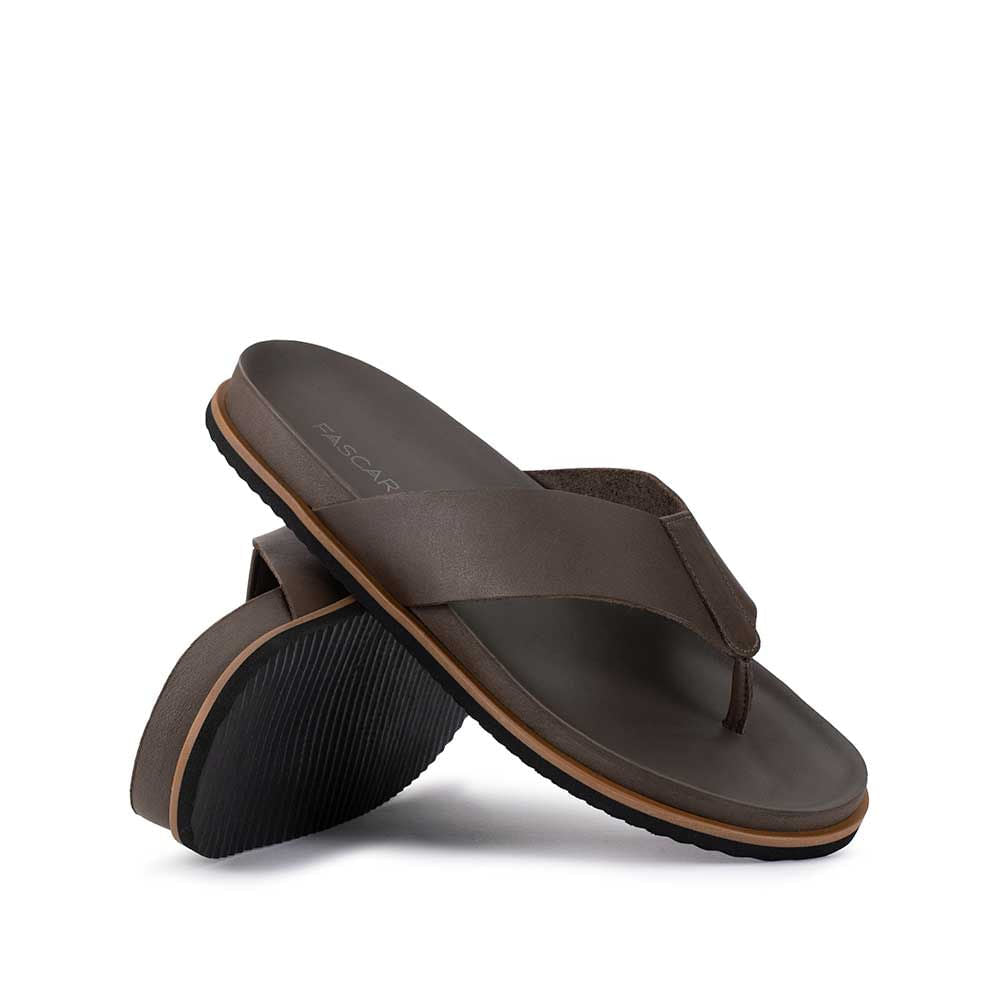 Chinelo Masculino Fascar LITE Marrom em Couro