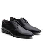 Sapato Masculino Social Fascar Derby Cap Toe Preto Em Couro