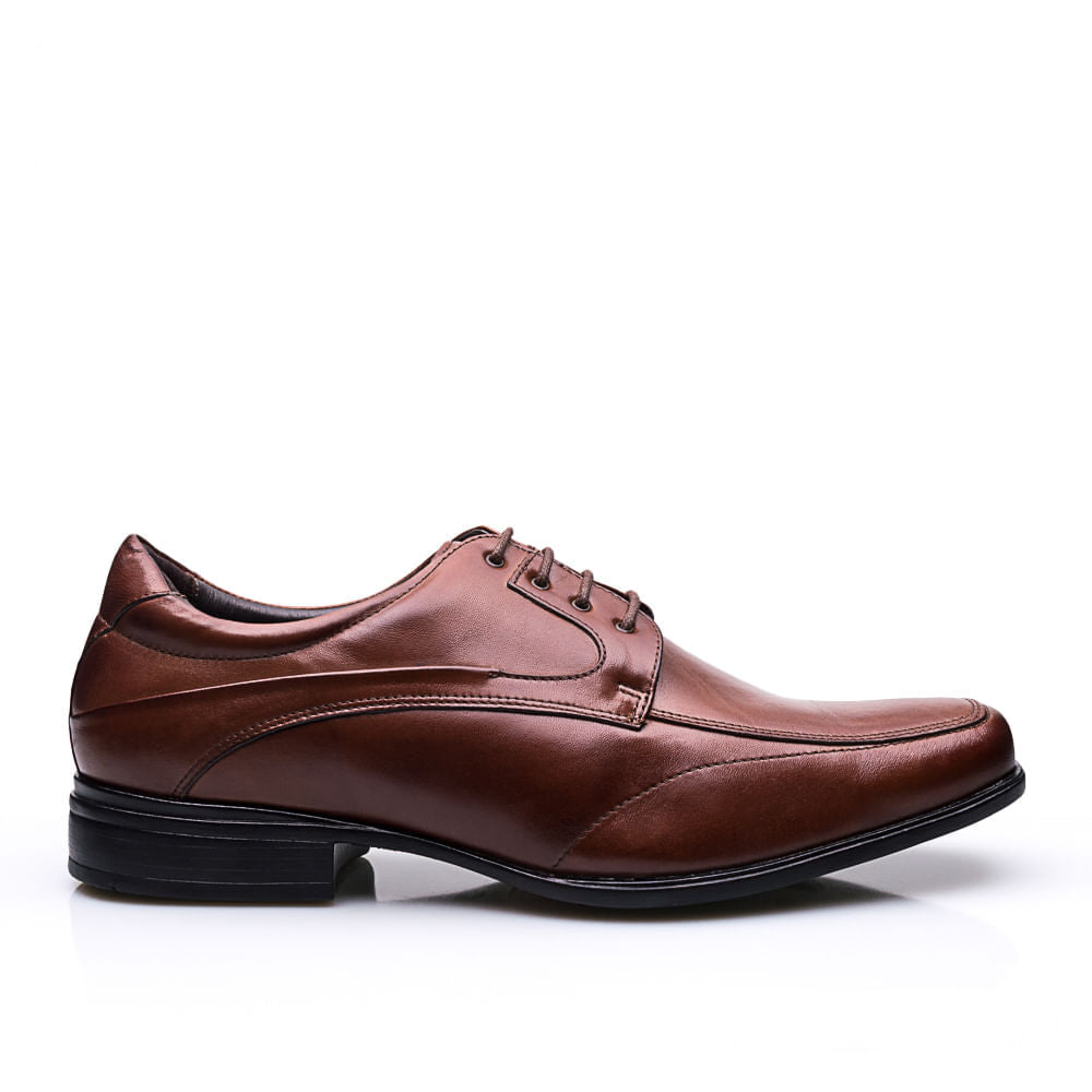 Sapato Social Derby Em Couro Alto Conforto Tamanho Marrom Grande-Active Air Flow