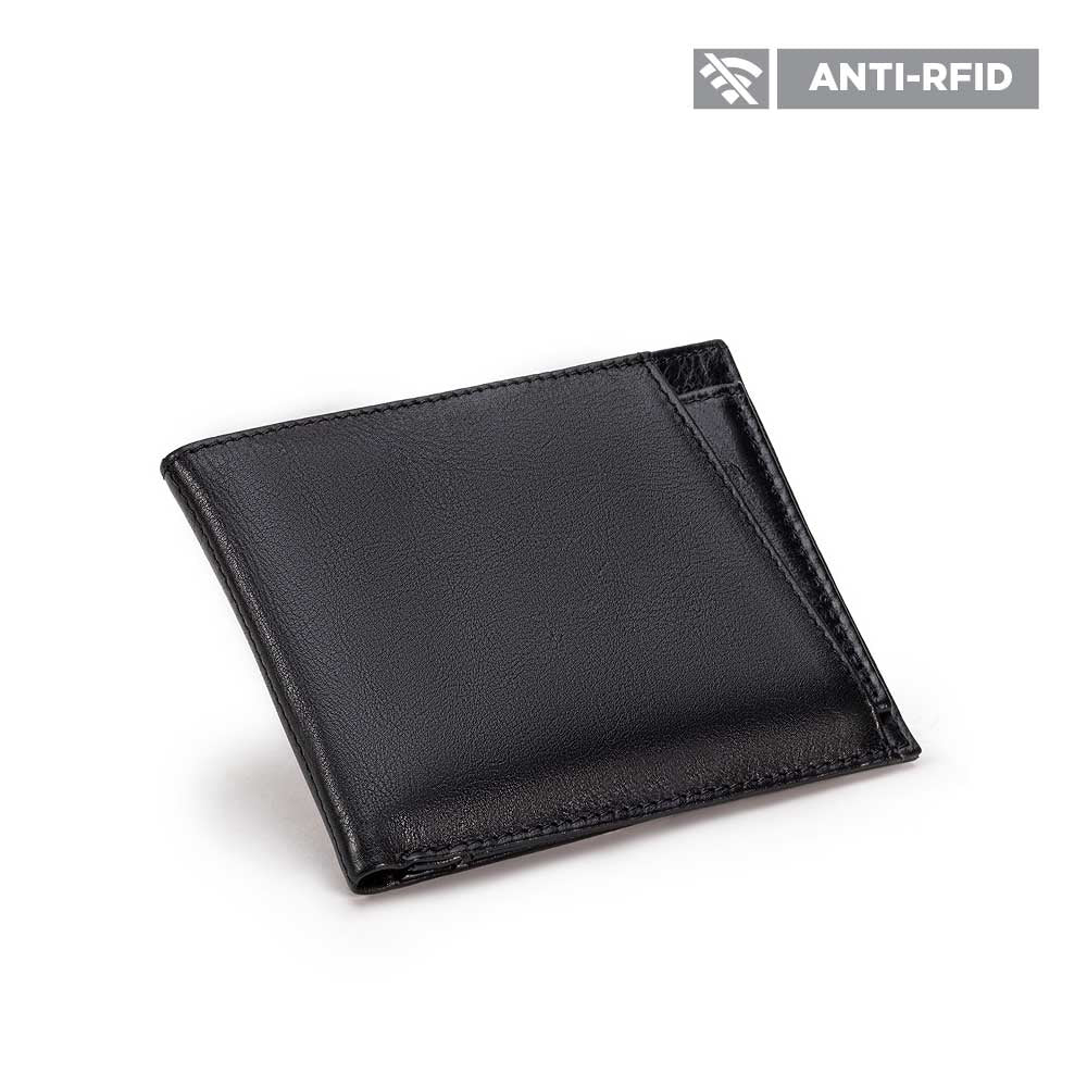 Carteira Masculina Fascar Preta Em Couro Com Proteção Rfid