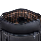 Bolsa Masculina Transversal Fascar Preta Em Couro