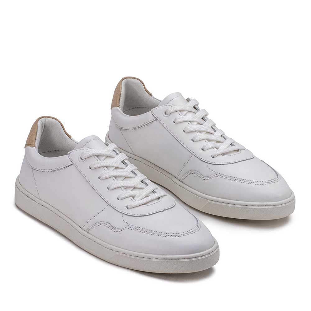 Tênis Feminino Fascar Branco Em Couro
