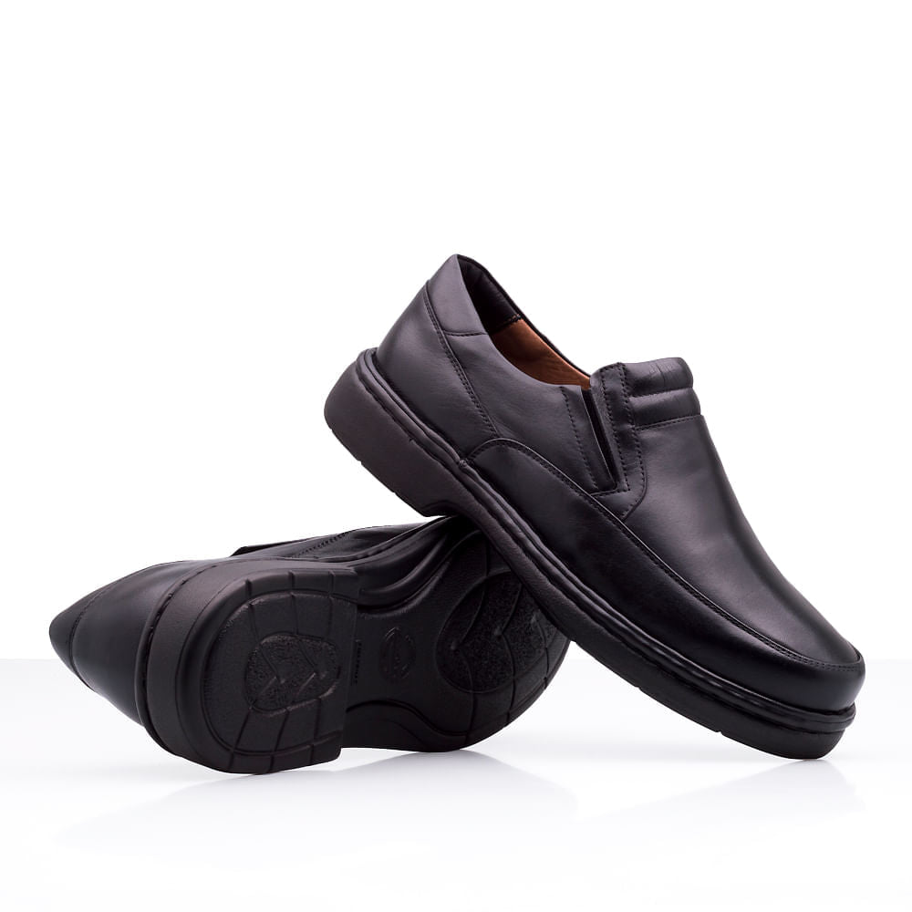 Mocassim Masculino Social Fascar Lite Preto Em Couro