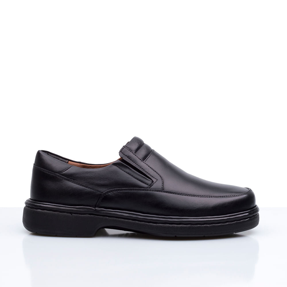 Mocassim Masculino Social Fascar Lite Preto Em Couro