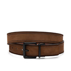 Cinto Masculino Casual Fascar Dupla Face Marrom Em Couro