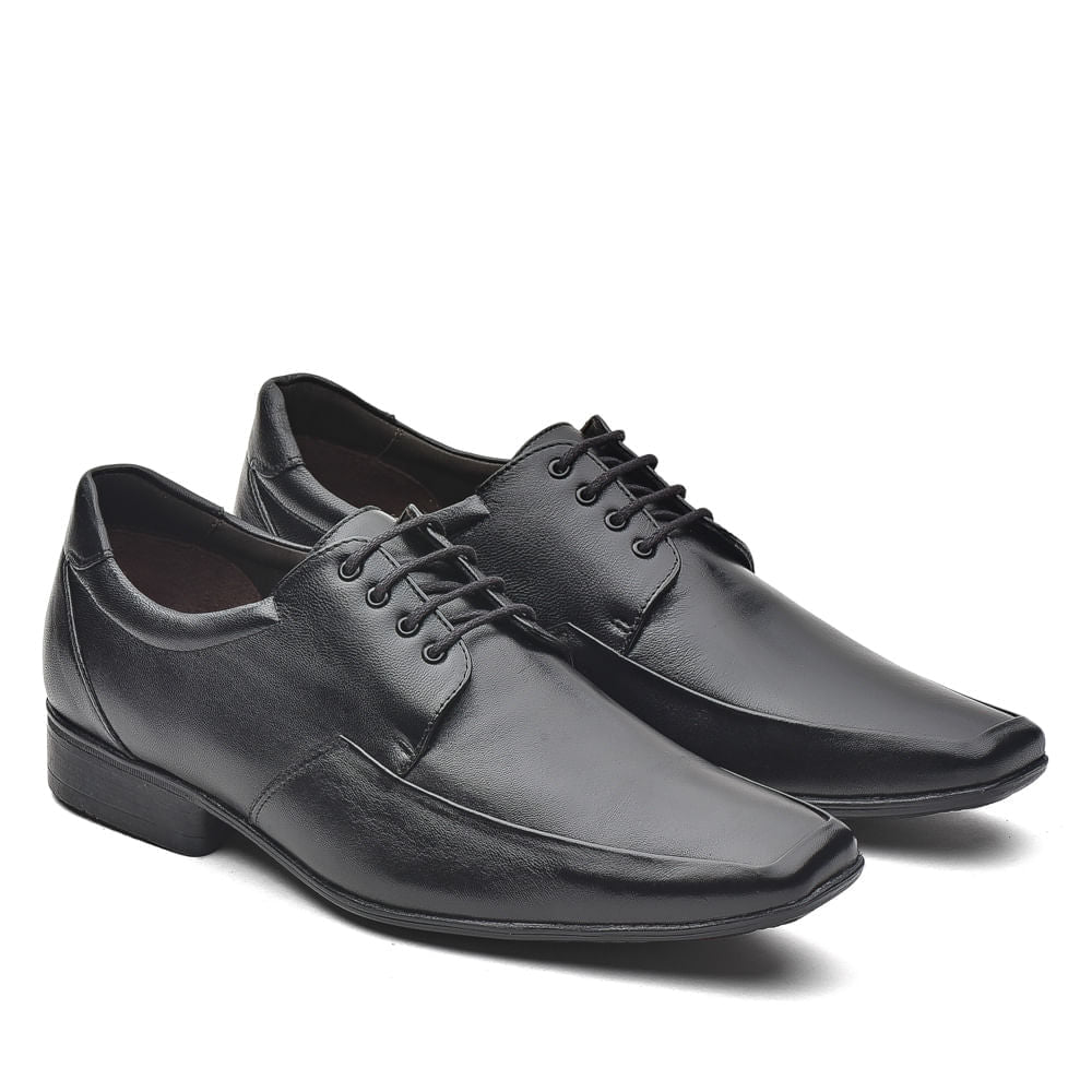 Sapato Masculino Social Fascar Derby Preto Em Couro