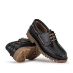 Docksider Masculino Fascar Preto em Couro