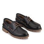 Docksider Masculino Fascar Preto em Couro