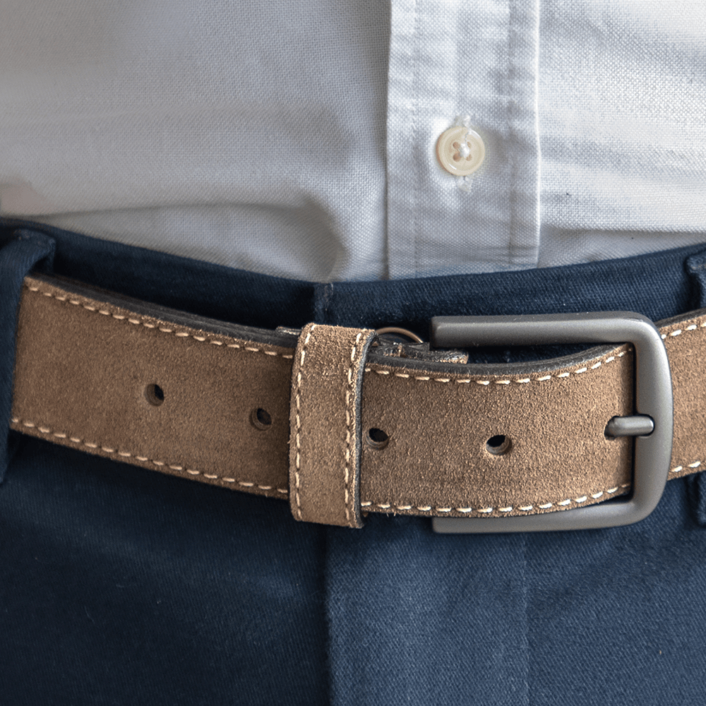 Cinto Masculino Casual Fascar Bege Em Couro