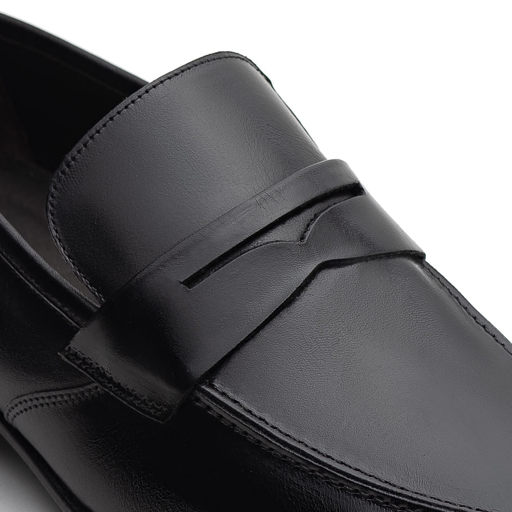 Mocassim Masculino Social Fascar Penny Loafer Preto Em Couro