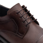 Sapato Masculino Social Fascar Derby Cap Toe Marrom Em Couro