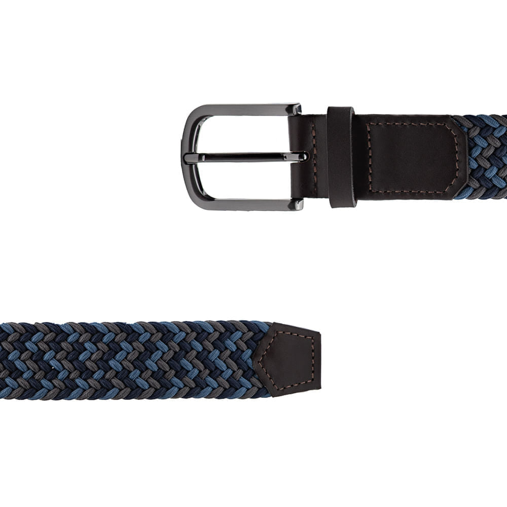 Cinto Masculino Casual Fascar Azul- Marinho em Lona Flexível e Couro