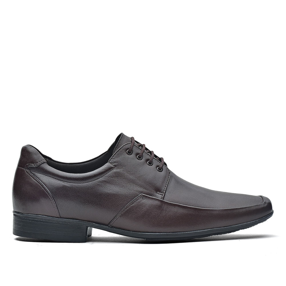Sapato Masculino Social Fascar Derby Marrom Em Couro