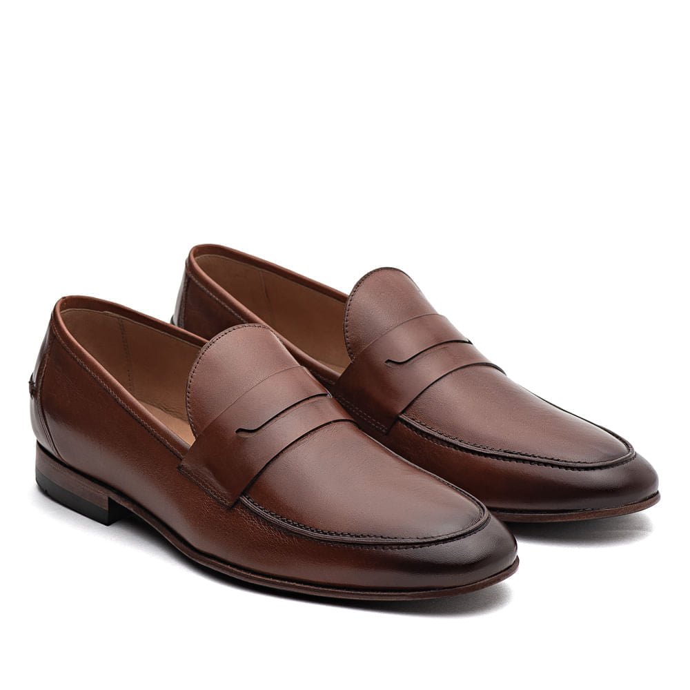 Mocassim Masculino Social Fascar Marrom Em Couro