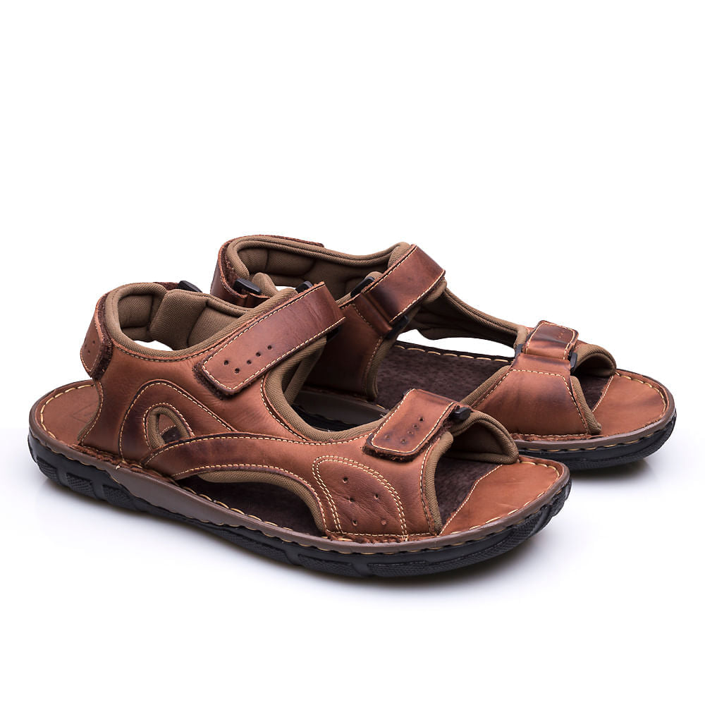 Sandália Masculina Fascar Marrom Em Couro