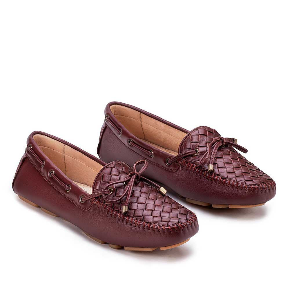Mocassim Feminino Fascar Cabernet Em Couro