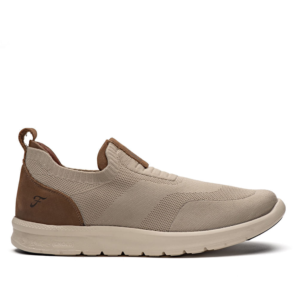 Tênis Masculino Casual Fascar Lite Bege Em Knit