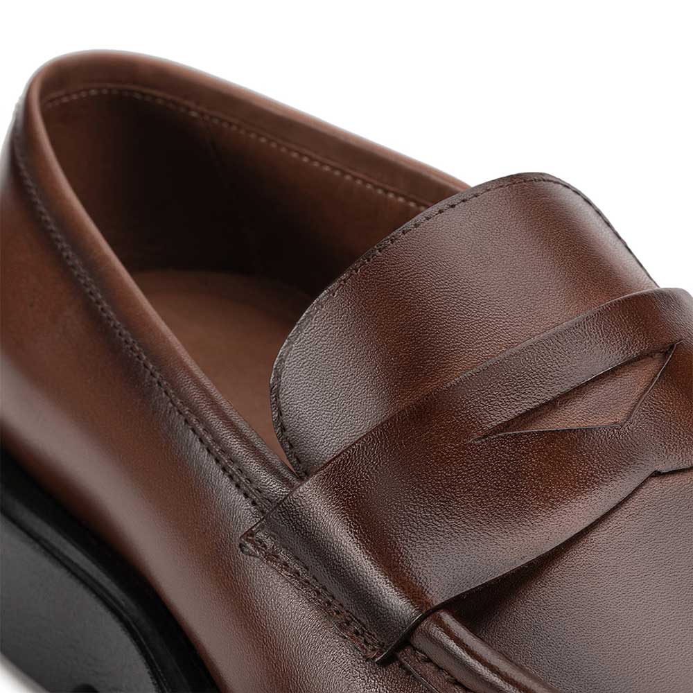 Mocassim Masculino Social Fascar LITE Penny Loafer Marrom em Couro