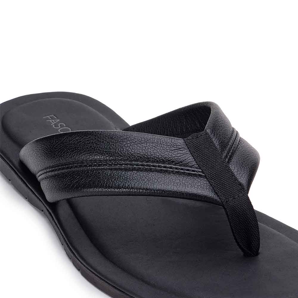 Chinelo Masculino Fascar Preto Em Couro