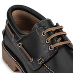 Docksider Masculino Fascar Preto em Couro