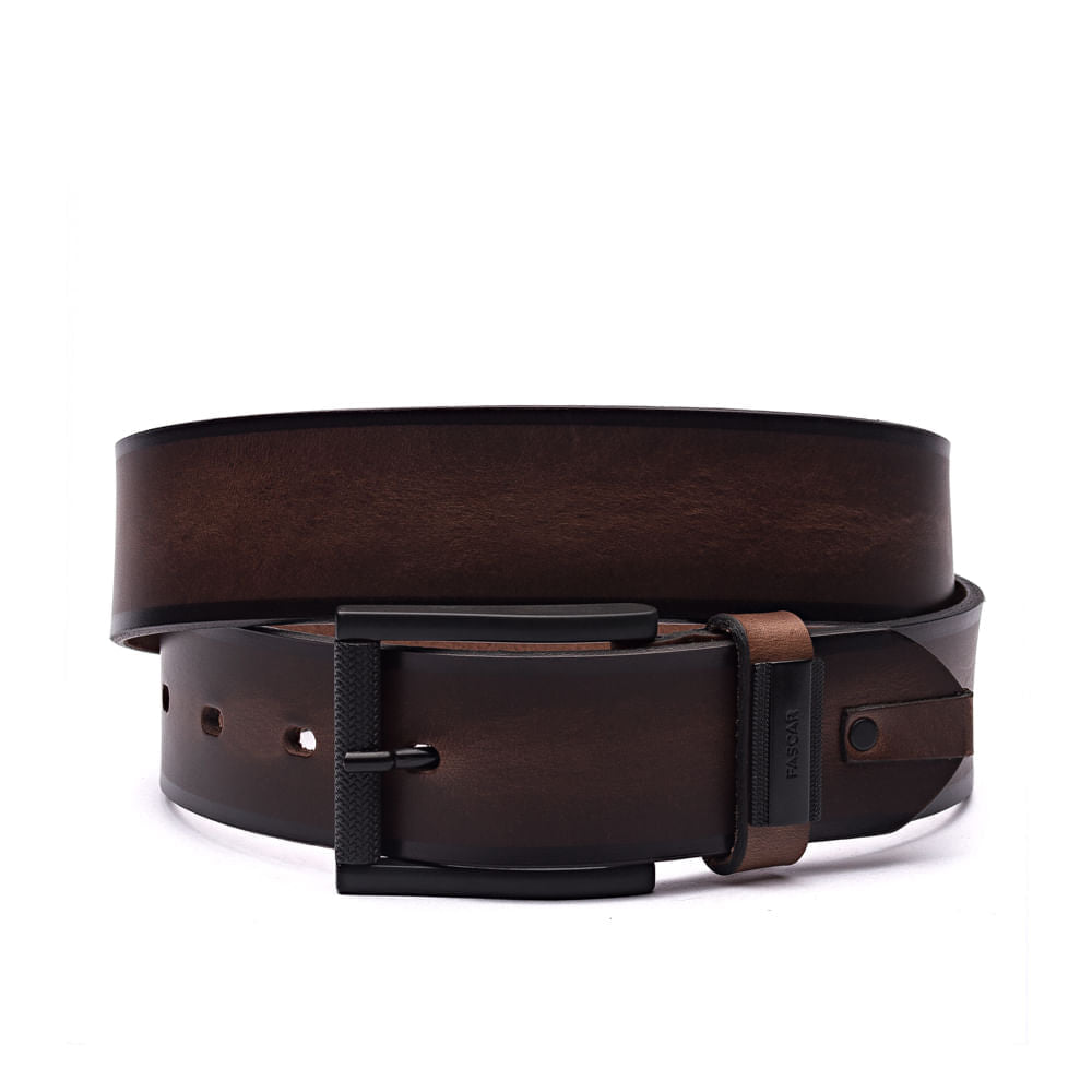 Cinto Masculino Casual Fascar Marrom Em Couro
