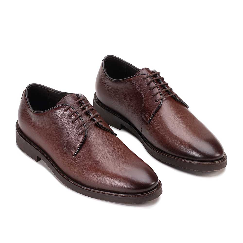Sapato Masculino Social Derby Fascar Marrom em Couro