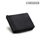 Carteira Masculina Com Zíper Fascar Preta Em Couro Com Proteção Rfid