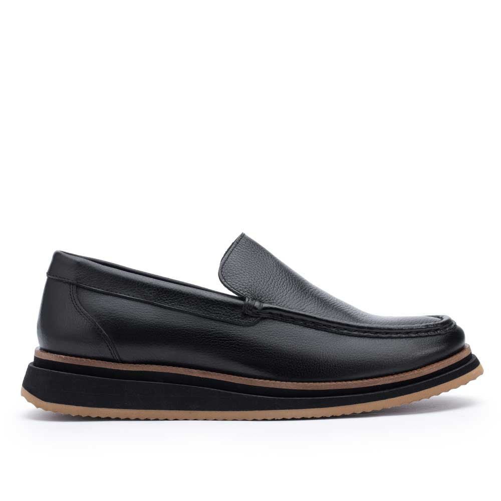 Mocassim Masculino Casual Fascar LITE Preto em Couro