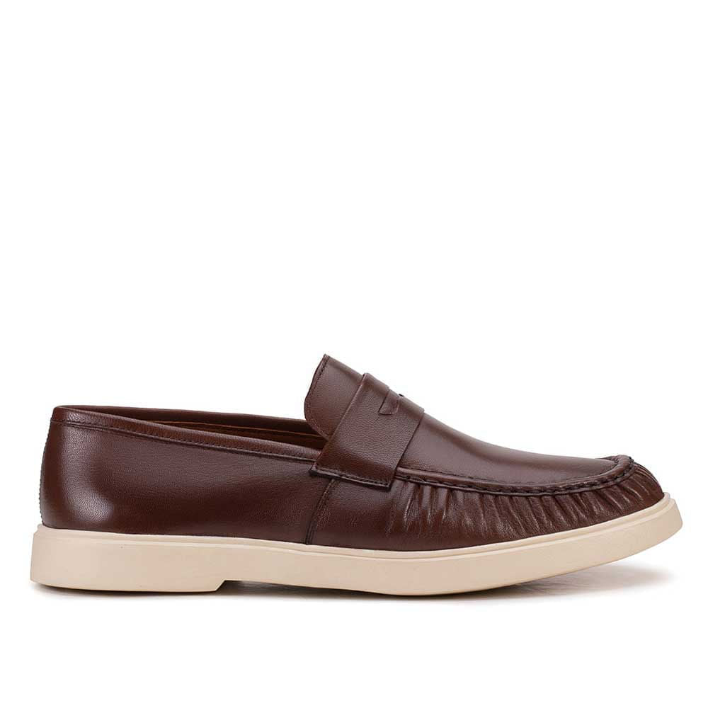 Mocassim Masculino Casual Fascar LITE Marrom em Couro
