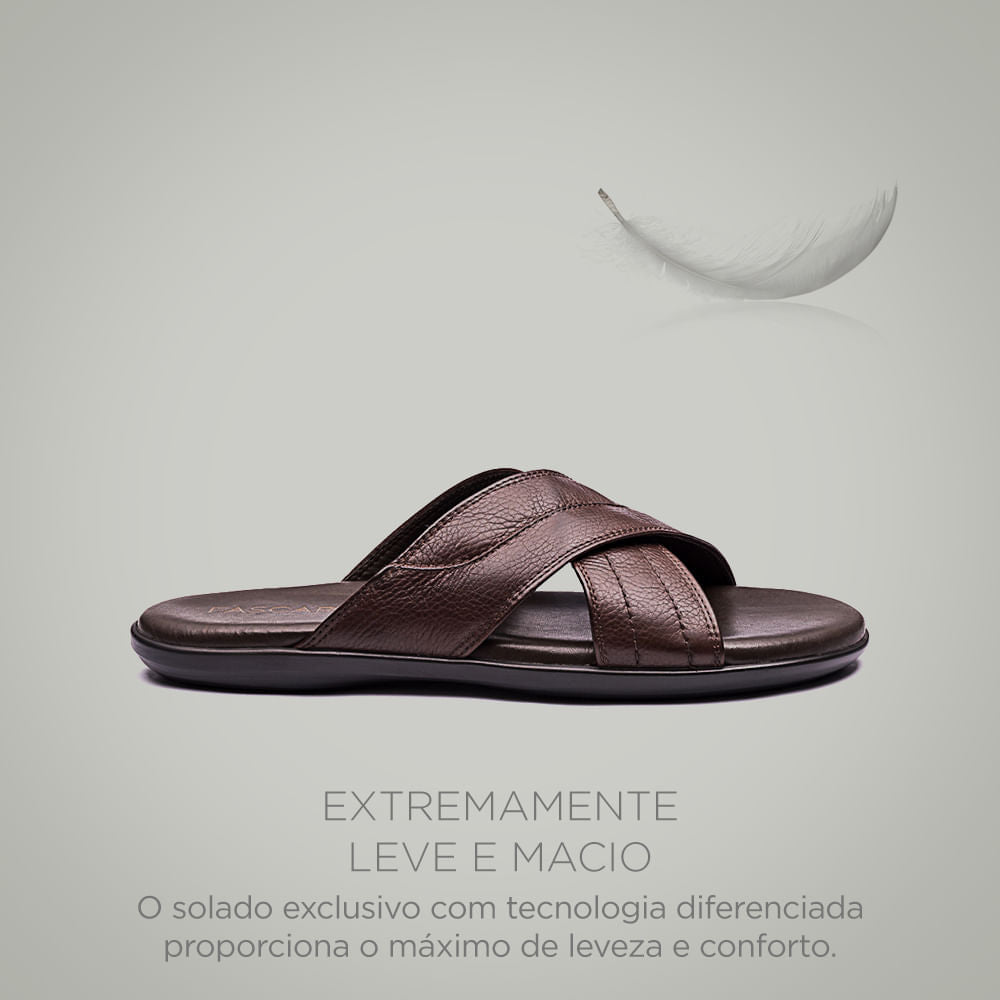 Chinelo Masculino Fascar Lite Café em Couro