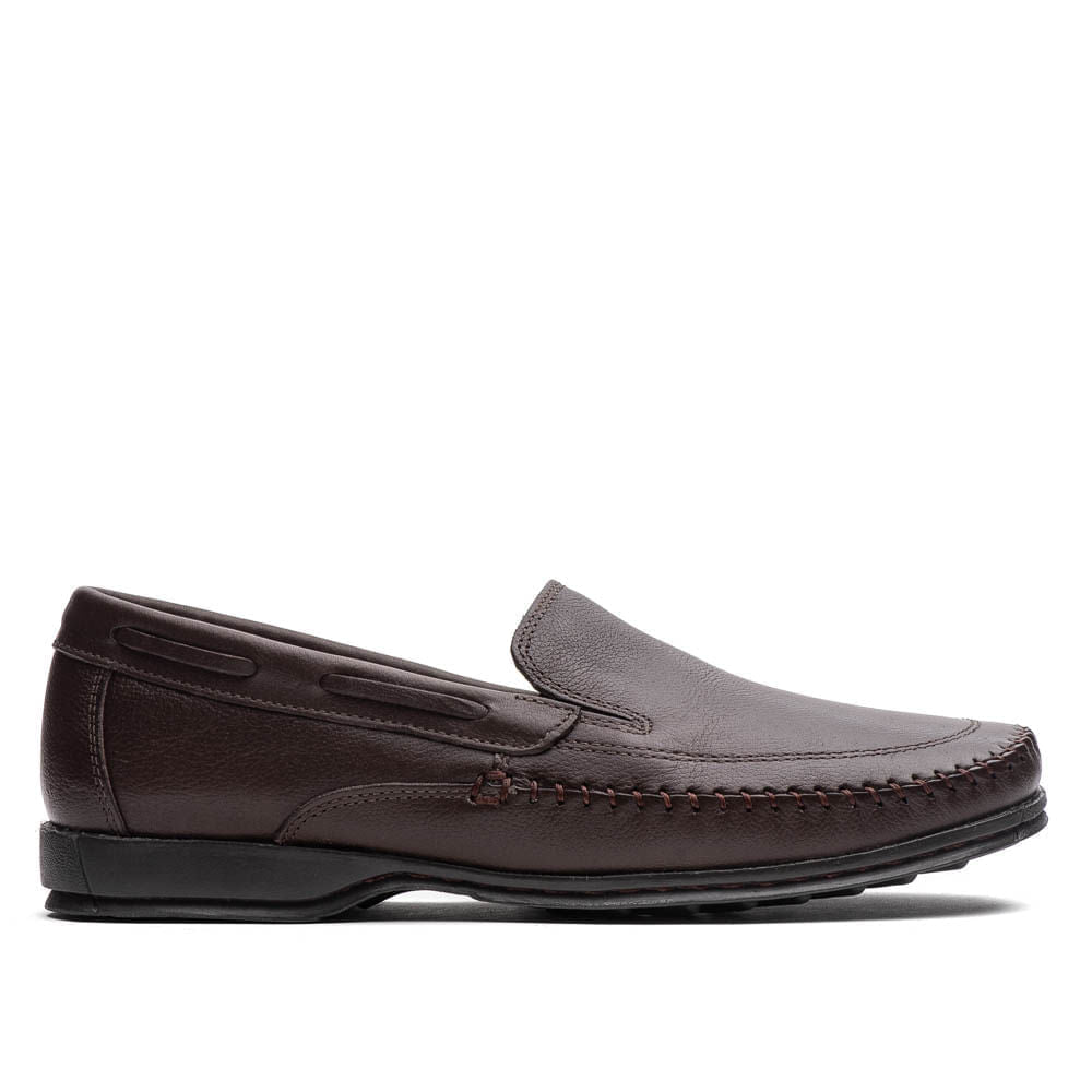 Mocassim Masculino Casual Marrom Em Couro