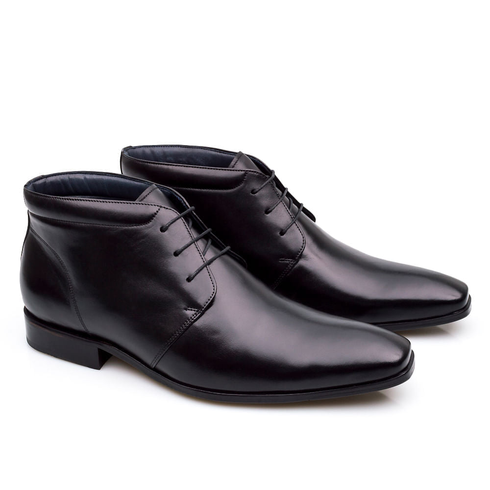 Bota Masculina Social Fascar Airtech Preta Em Couro