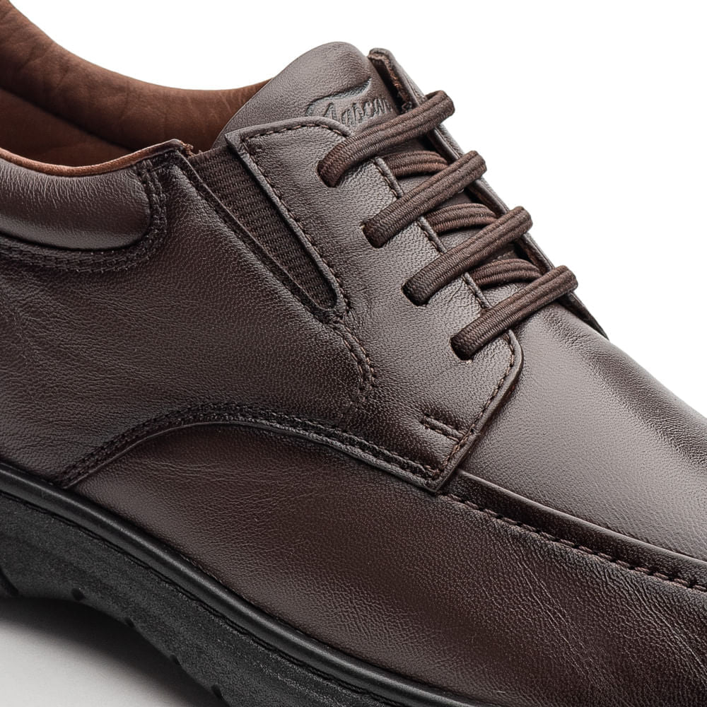 Sapato Masculino Social Derby Fascar Izi Marrom Em Couro