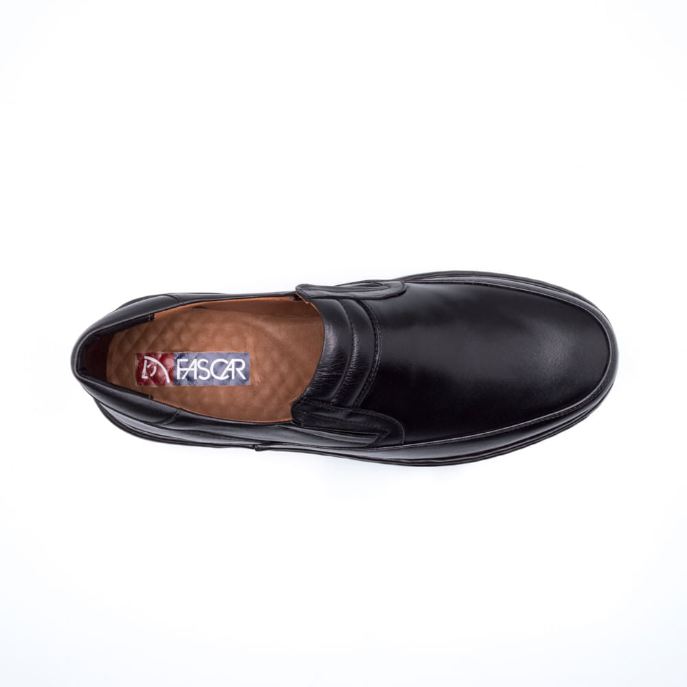Mocassim Masculino Social Fascar Lite Preto Em Couro