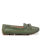 Mocassim Feminino Fascar Verde Sálvia Em Couro