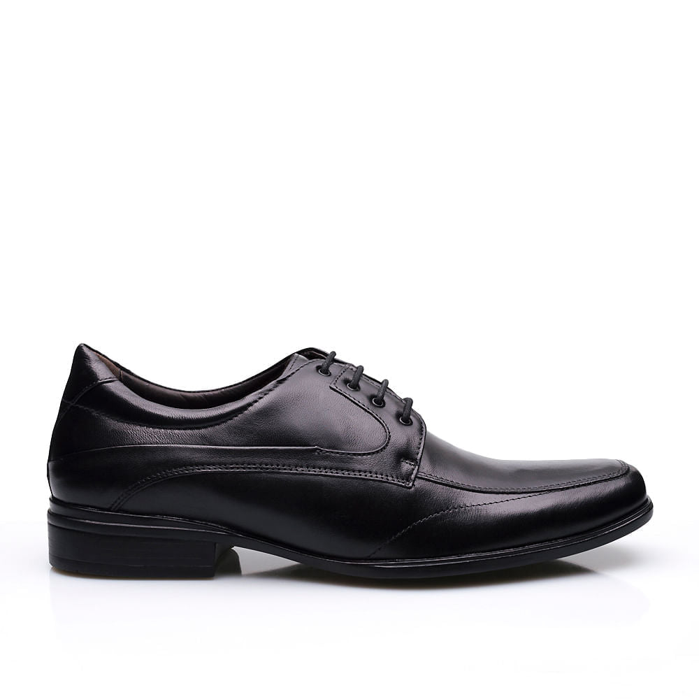 Sapato Social Derby Em Couro Alto Conforto Preto Tamanho Grande-Active Air Flow